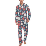 dragon fruits dark blue background Men's Long Pajama Set