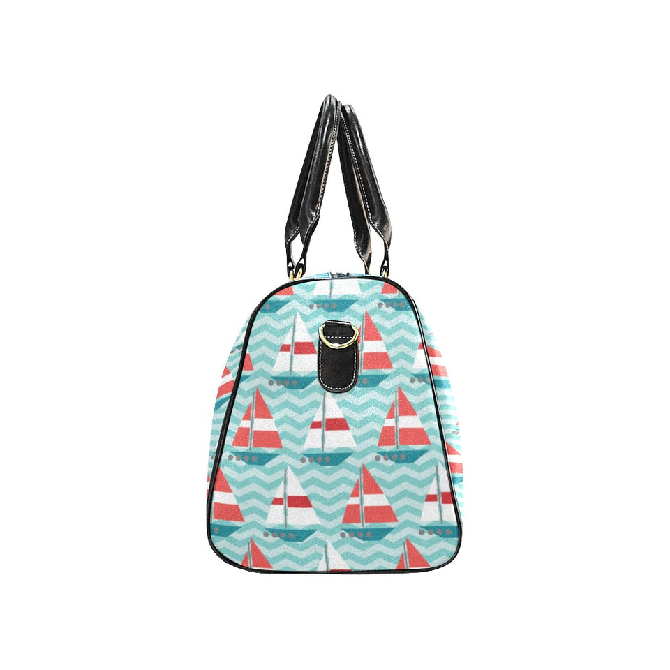 Red White sailboat wave background Travel Bag