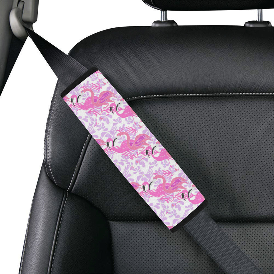 Pink flamingo flower pattern Car Seat Belt Cover