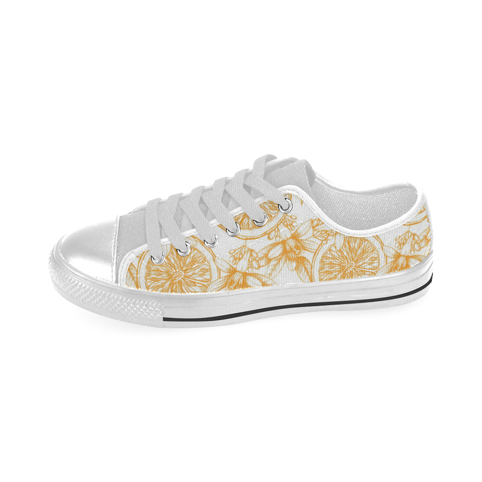 hand drawn orange fruit pattern Men's Low Top Canvas Shoes White