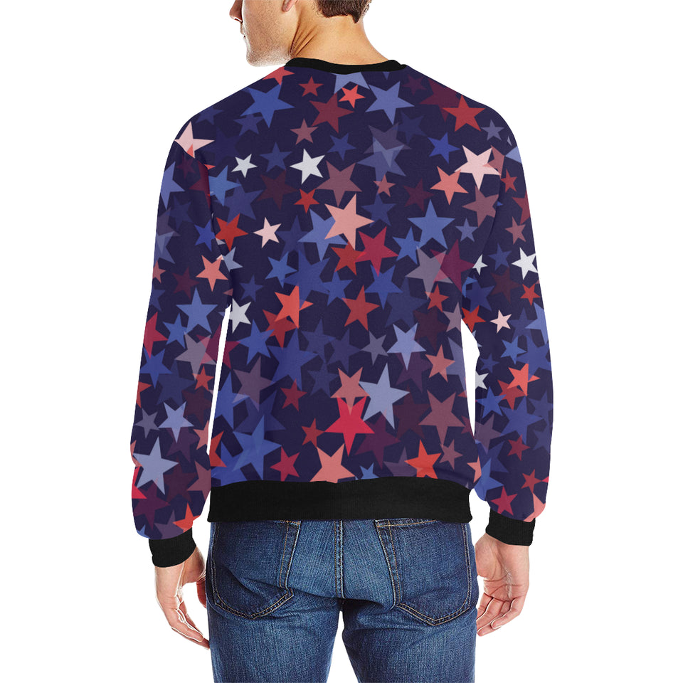 Red blue star pattern Men's Crew Neck Sweatshirt