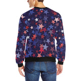 Red blue star pattern Men's Crew Neck Sweatshirt