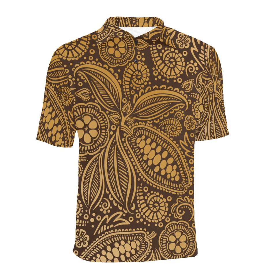 cacao beans tribal polynesian pattern background Men's All Over Print Polo Shirt