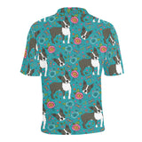 Boston terrier beautiful flower pattern Men's All Over Print Polo Shirt