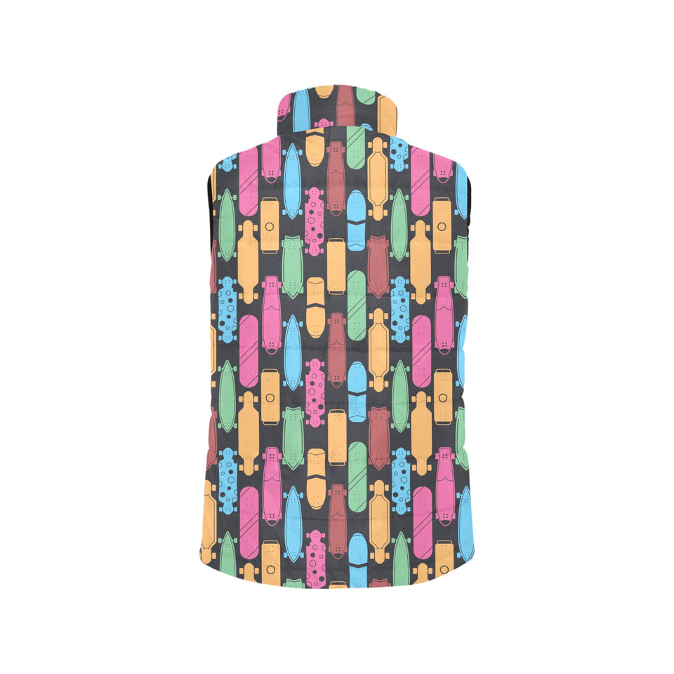 Skate Board Pattern Print Design 02 Men's Padded Vest