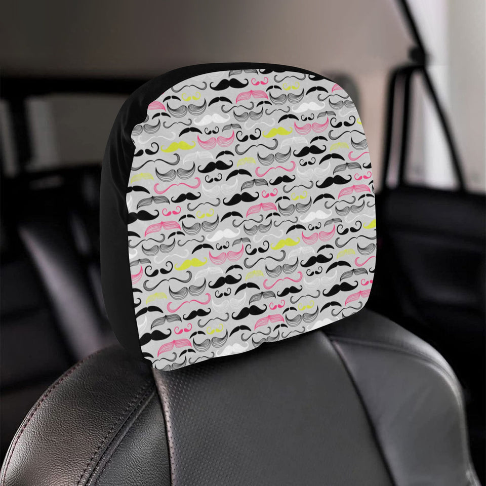 Mustache Beard Pattern Print Design 02 Car Headrest Cover