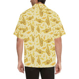 Saxophone cornet pattern yellow background Men's All Over Print Hawaiian Shirt