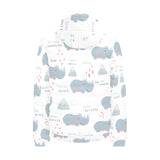 cute rhino heart pattern Men's Padded Hooded Jacket