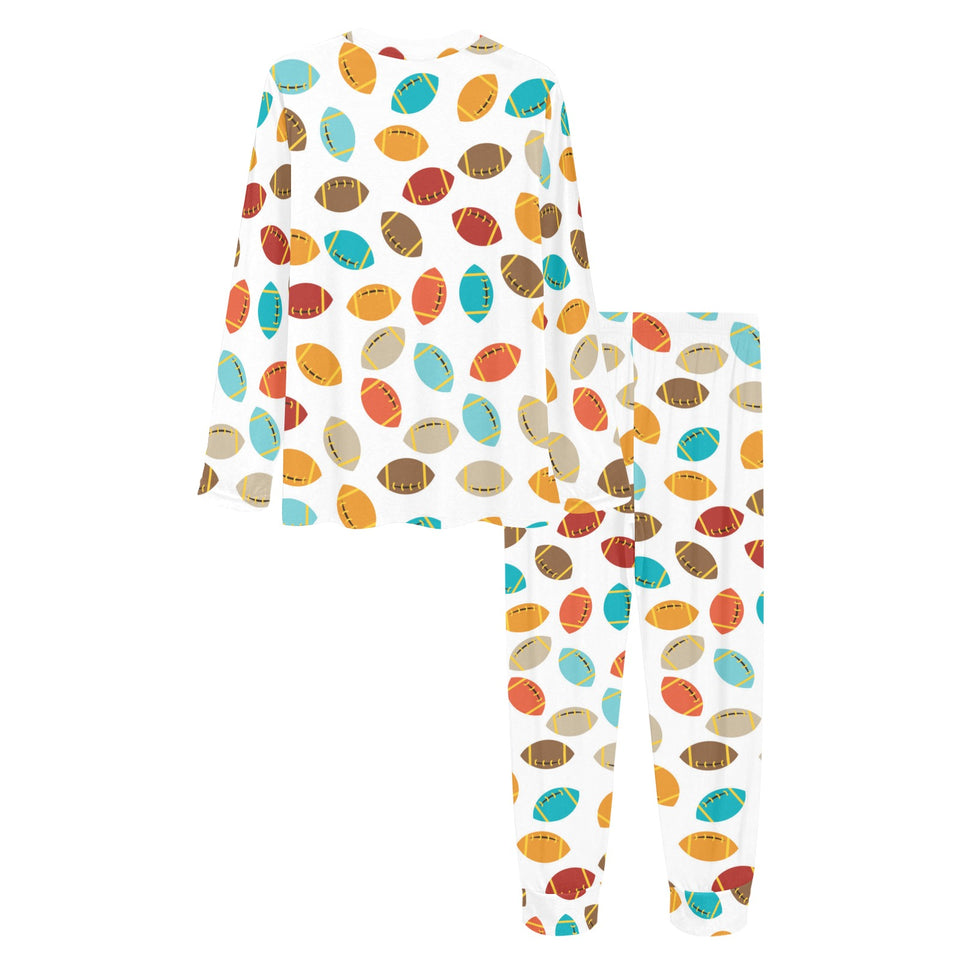 Colorful american football ball pattern Women's All Over Print Pajama Set