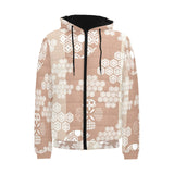 Beautiful hexagon japanese pattern Men's Padded Hooded Jacket