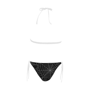 Spider web pattern Black background white cobweb Sexy Bikinis Two-Piece Swimsuits