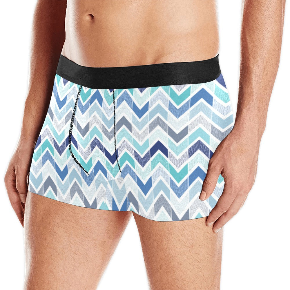 zigzag  chevron blue pattern Men's All Over Print Boxer Briefs Men's Underwear