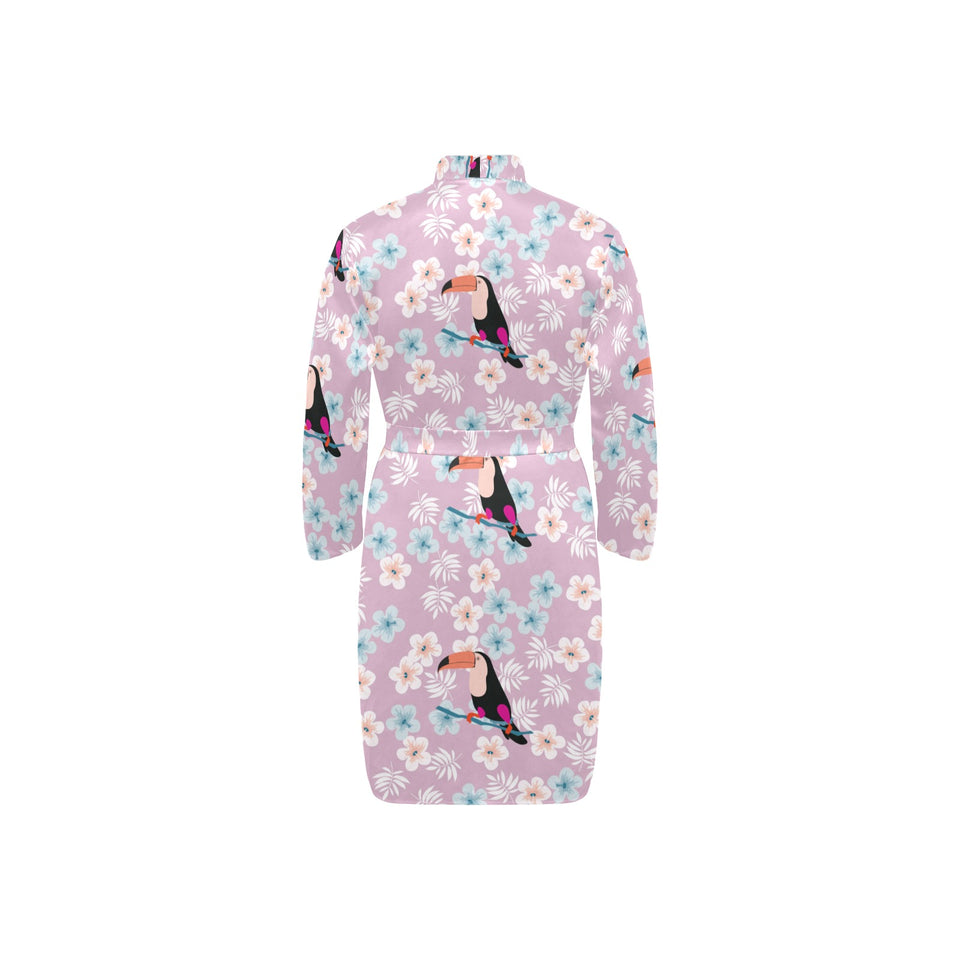 Beautiful toucan flower leaves Men's Long Sleeve Belted Night Robe