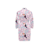 Beautiful toucan flower leaves Men's Long Sleeve Belted Night Robe