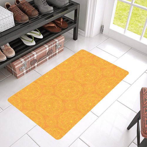 Orange traditional indian element pattern Doormat