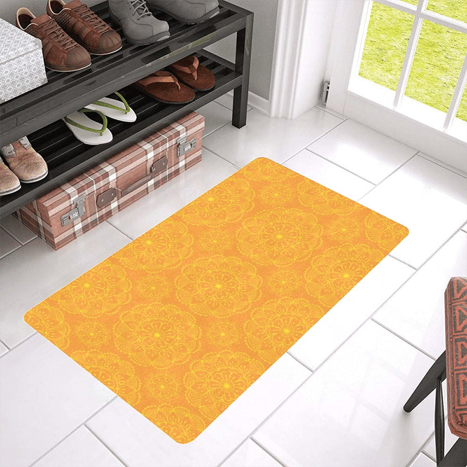 Orange traditional indian element pattern Doormat