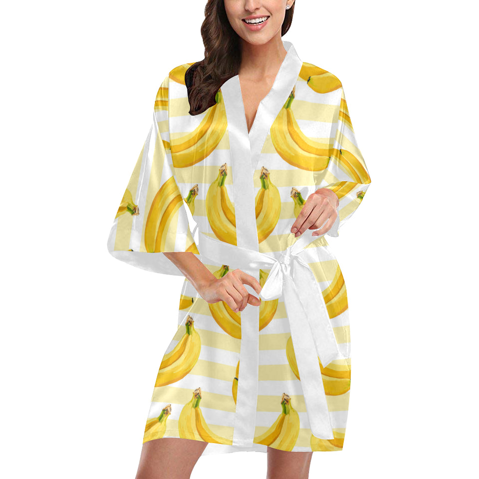 Banana pattern blackground Women's Short Kimono Robe