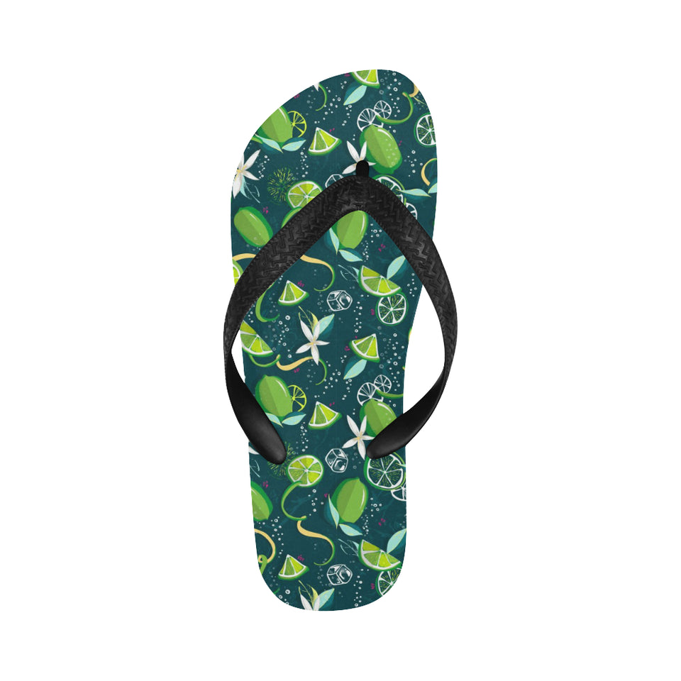 Lime ice flower pattern Unisex Flip Flops