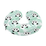 Panda pattern tropical leaves background U-Shaped Travel Neck Pillow