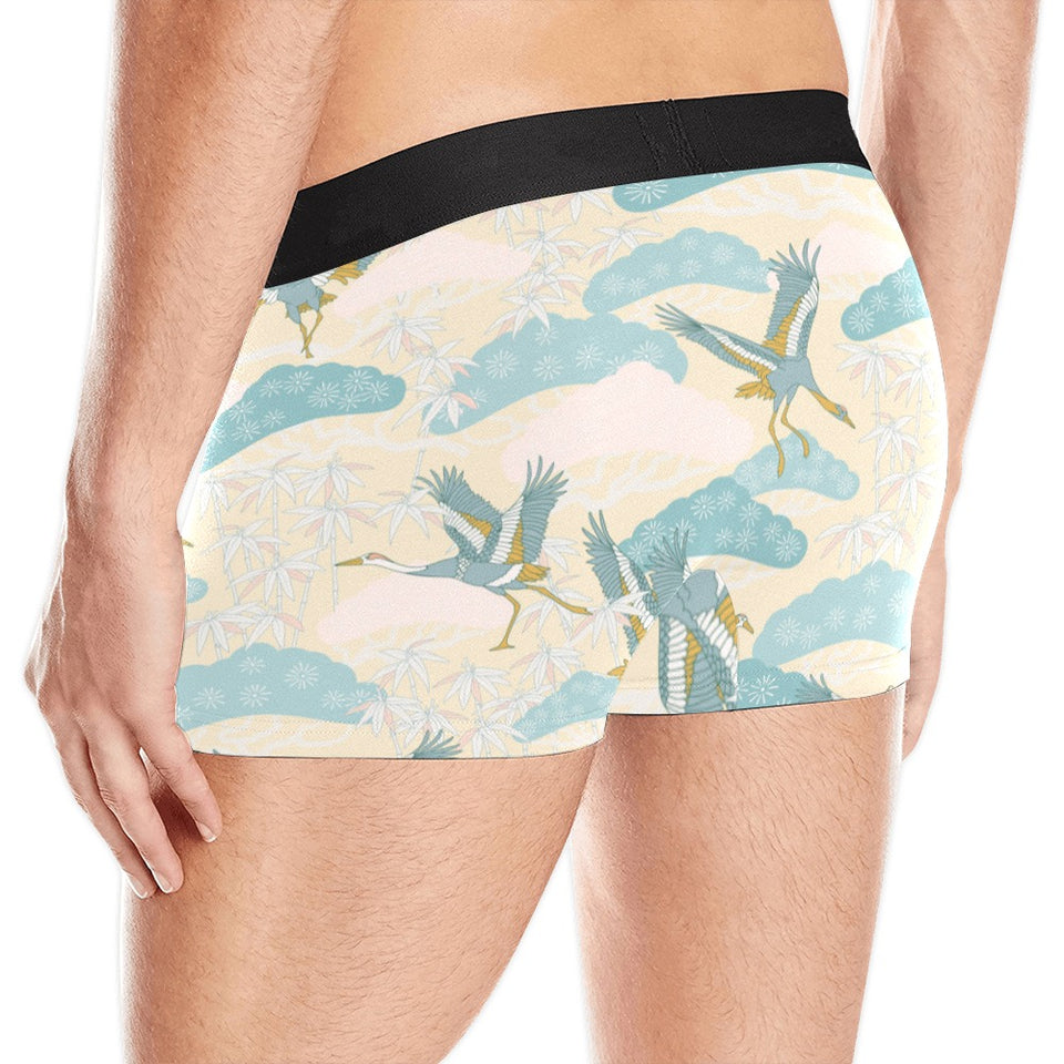 Bonsai bamboo stork japanese pattern cream theme Men's All Over Print Boxer Briefs Men's Underwear