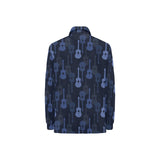 Blue Theme guitar pattern Women's Long Sleeve Polo Shirt