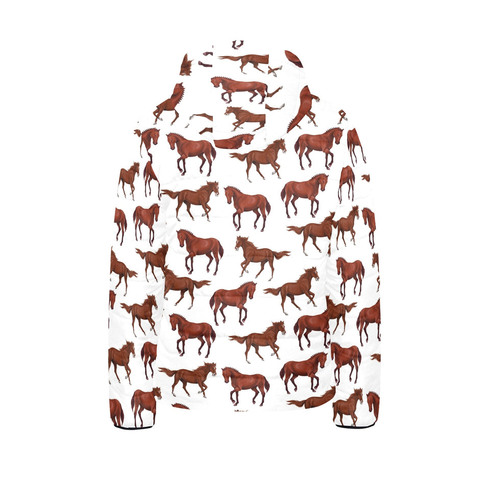Horses running pattern background Kids' Boys' Girls' Padded Hooded Jacket