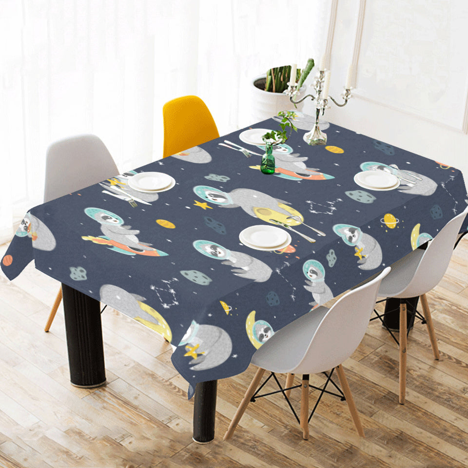 Cute sloth astronaut star planet rocket pattern Tablecloth