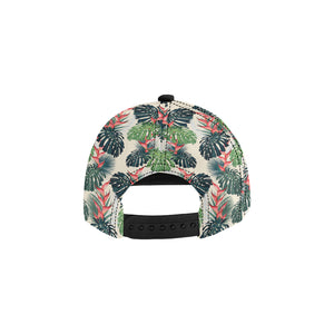 heliconia flowers, palm and monstera leaves All Over Print Snapback Cap