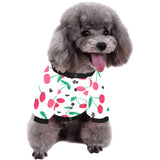 cherry pattern white background All Over Print Pet Dog Round Neck Fuzzy Shirt
