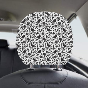 Crow dark floral pattern Car Headrest Cover