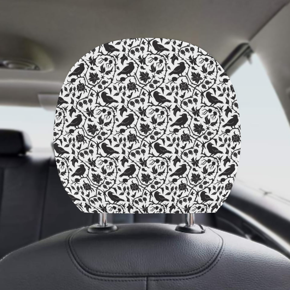 Crow dark floral pattern Car Headrest Cover