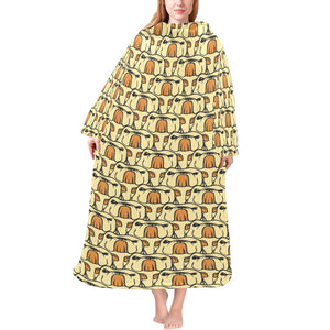 English Bulldog Pattern Print Design 02 Blanket Robe with Sleeves