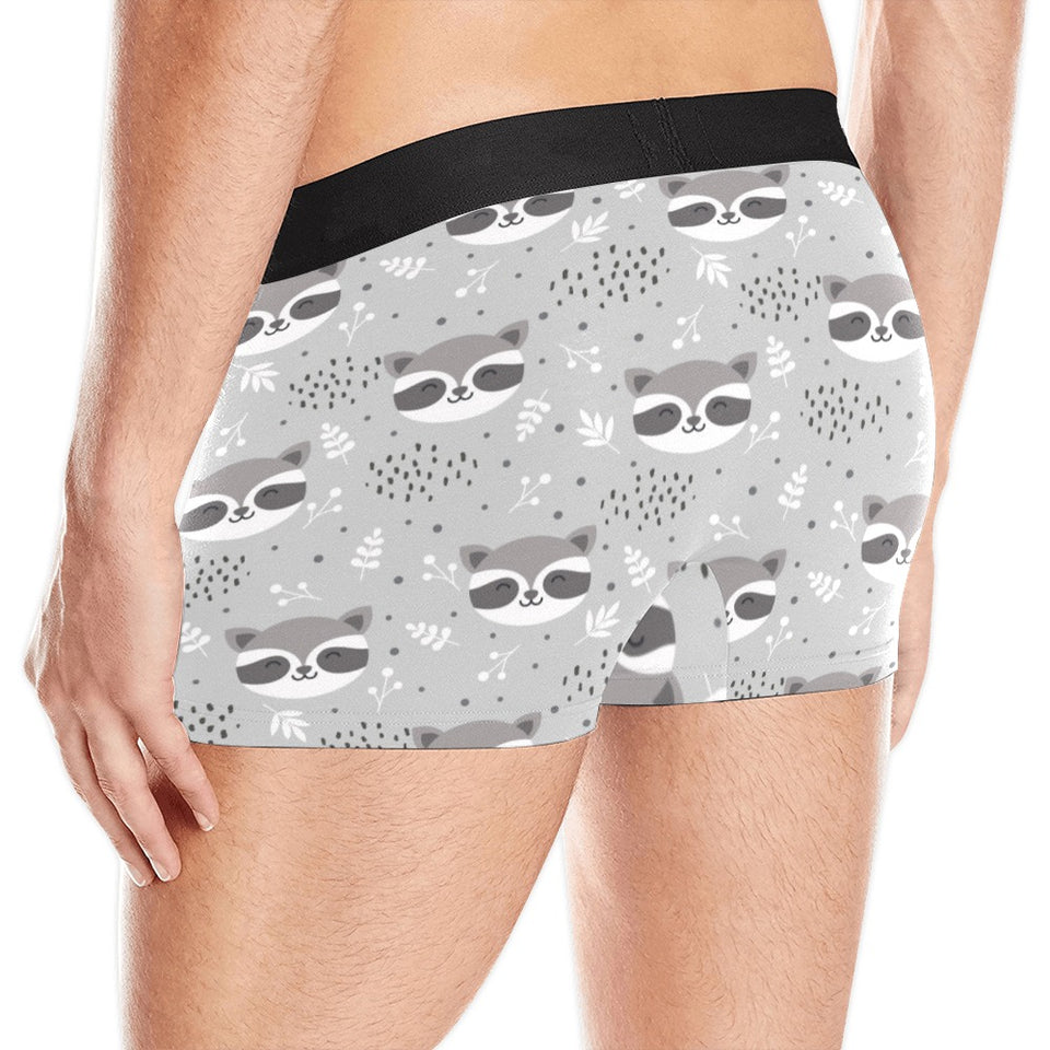 Cute raccoons leaves dot Men's All Over Print Boxer Briefs Men's Underwear