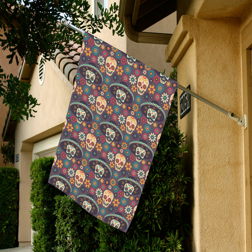 Sugar skulls flower maxican pattern House Flag Garden Flag