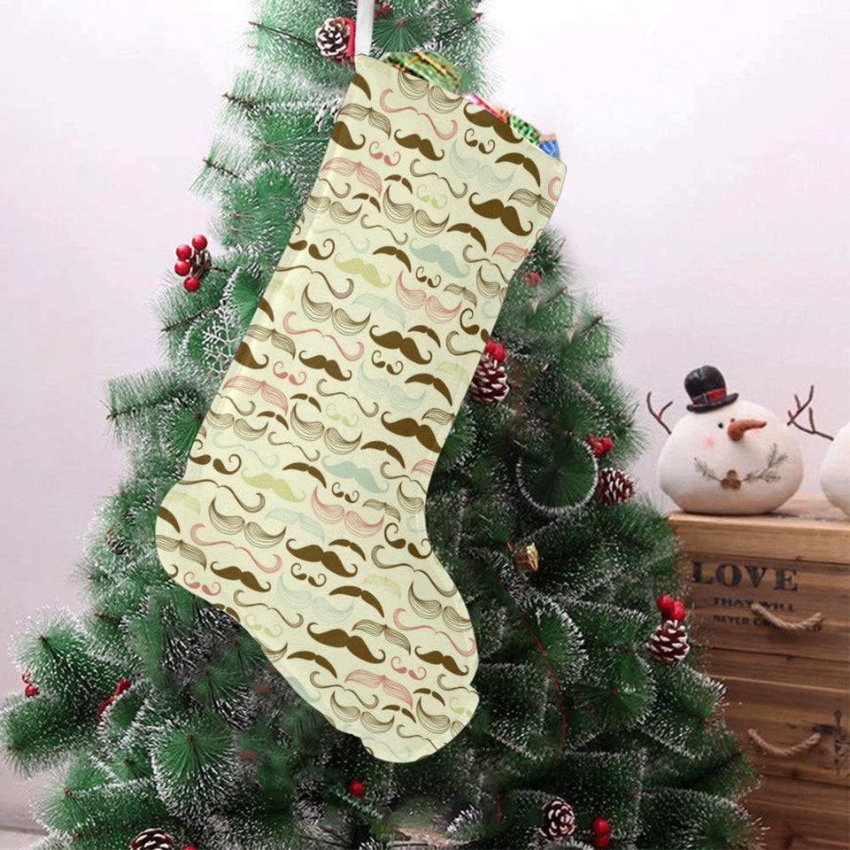 Mustache Beard Pattern Print Design 01 Christmas Stocking