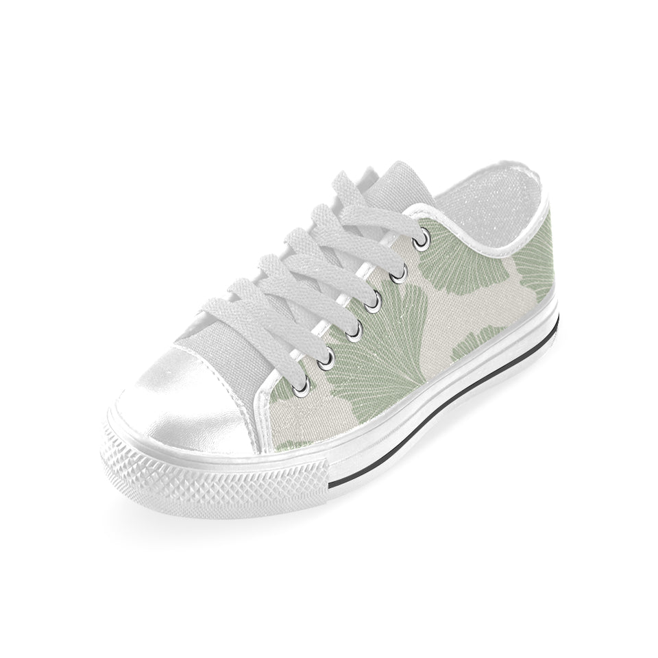 Ginkgo leaves pattern Men's Low Top Shoes White