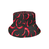 Chili peppers pattern black background Unisex Bucket Hat