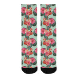 Beautiful flamingo tropical palm leaves hibiscus p Crew Socks
