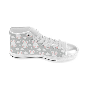 Rabbit cloud Pattern Women's High Top Canvas Shoes White