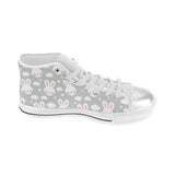 Rabbit cloud Pattern Women's High Top Canvas Shoes White