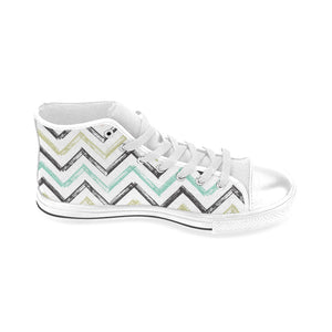 zigzag  chevron paint pattern Men's High Top Canvas Shoes White