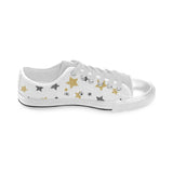 hand drawn gold black star pattern Men's Low Top Shoes White