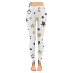 hand drawn gold black star pattern Women's Legging Fulfilled In US
