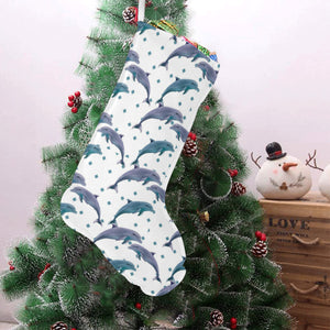 Dolphins pattern dotted background Christmas Stocking