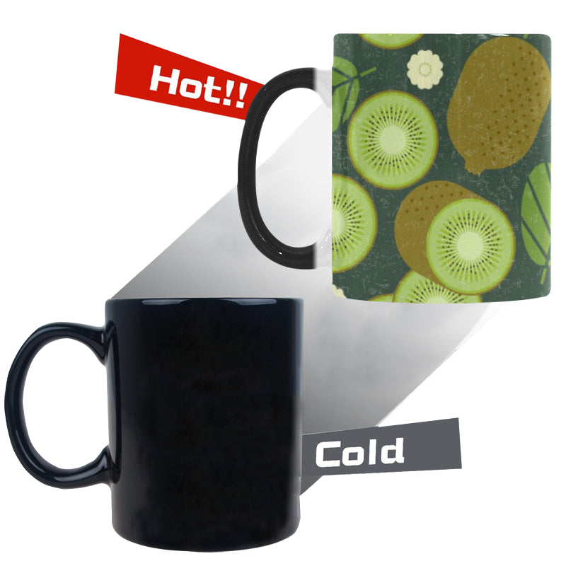 Whole sliced kiwi leave and flower Morphing Mug Heat Changing Mug