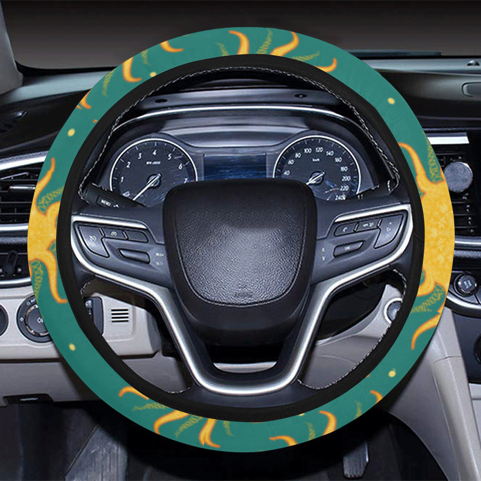 Sun green background Car Steering Wheel Cover