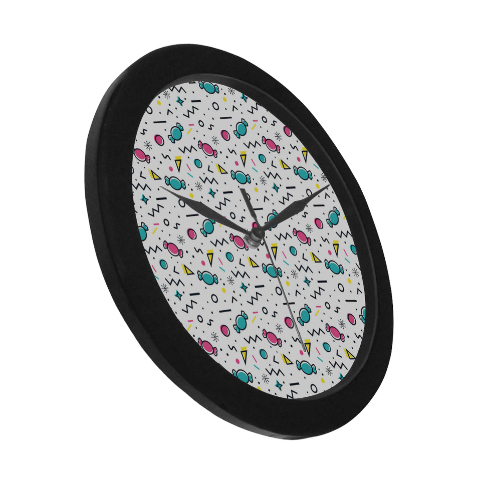 Candy design pattern Elegant Black Wall Clock