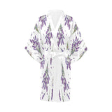 lavender flower design pattern Women's Short Kimono Robe