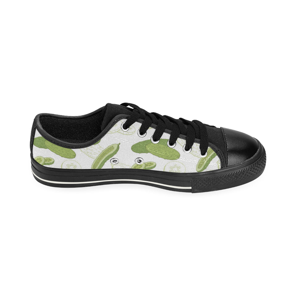 Cucumber sketch pattern Men's Low Top Canvas Shoes Black