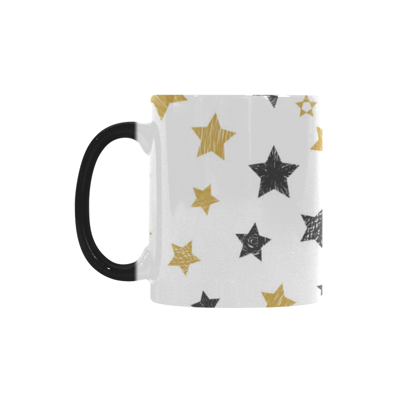 hand drawn gold black star pattern Morphing Mug Heat Changing Mug